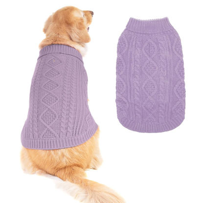 Picture of BINGPET Thermal Knitted Dog Sweater for Small Medium Large Dogs,Winter Dog Cat Coat Warm Sweartershirts Outfits,Classic Cable Knit Turtleneck Pullover Dog Jumper Coat Warm Sweartershirts