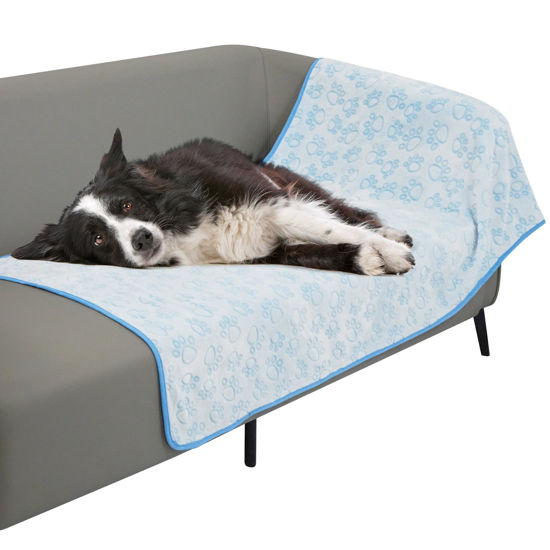 Picture of Stuffed Premium Soft Dog Couch Blanket, with Flannel Cute Paw Print, 30 * 70 inches, Cat Blanket Puppy Supplies Dog Products Stuff Essentials, Blue