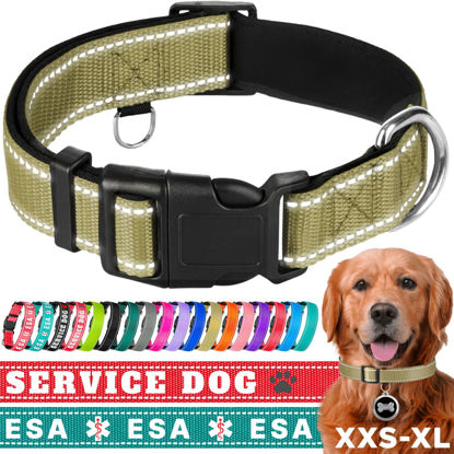 Picture of TECEUM Reflective Pet Collar - Olive - S - Extra Soft Padding - Basic Nylon Dog Collar - Quick Release Buckle - Fits Small, Medium and Large Dogs, Puppies, Cats - ESA & Service Dog Options