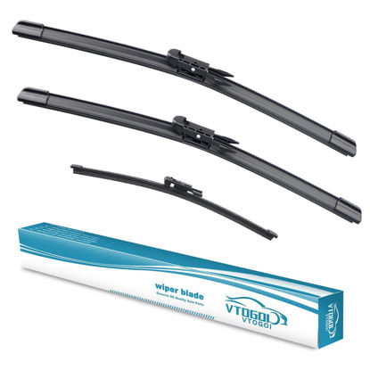 Picture of VTOGOI Wiper Blades With Rear Wiper Blades Set For Mercedes-Benz GLA250 2014-2015,Automotive Replacement Windshield Wiper Blades, That Meet OEM Quality Easy DIY Install 24 "+19"+12"(Set of 3)