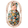 Picture of Konssy Baby Girl Newborn Receiving Blanket with Headband Set Baby Swaddle Floral Motif Nursery Swaddle Wrap