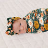 Picture of Konssy Baby Girl Newborn Receiving Blanket with Headband Set Baby Swaddle Floral Motif Nursery Swaddle Wrap