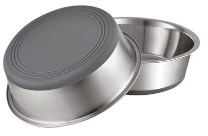Picture of PEGGY11 Stainless Steel Metal Dog Bowls, Nonslip Rubber Bottom, Dishwasher Safe, Easy to Clean - 2 Pack, Each Holds 7.6 US Cup