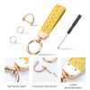 Picture of Genuine Leather Keychains, Handmade Knit Sheepskin Car Key chains for Women, Universal Key Fob Holder with 360 Degree Rotatable, Anti-Lost D-Ring, 2 Keyrings and 1 Screwdriver-Yellow