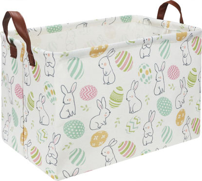 Picture of HKEC Rectangle Easter Bunny Basket Empty,Kid Toys Bin with Handles,Baby Basket,Room Decor,Gift Basket(Easter Bunny)