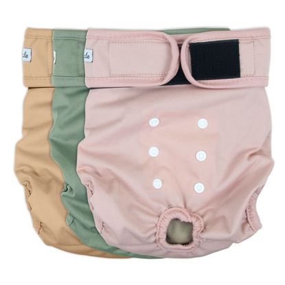 Picture of Grecle Washable Female Dog Diapers - Premium Reusable Diapers for Doggie in Heat - Highly Absorbent Dog Diapers Female for Pet Incontinence with Adjustable Snaps (Morandi, XL)