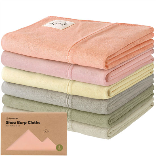 Picture of Organic Burp Cloths Baby Girl, Boy - 6-Pack Large Baby Burp Cloths, Super Absorbent Burping Cloths for Babies, Soft & Plush Cotton Burp Cloth, Spit Up Burp Rags, Newborn Burp Clothes (Embrace)