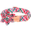 Picture of Unique style paws Dog Collar with Flower Pink & Green Plaid Dog Collar Best Gifts for Small Medium Large Dogs -M