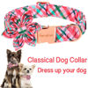 Picture of Unique style paws Dog Collar with Flower Pink & Green Plaid Dog Collar Best Gifts for Small Medium Large Dogs -M