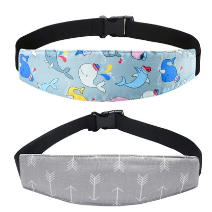 Picture of Baby Carseat Head Support,Car seat Straps Pillow Support Ban,Stroller Neck Relief Strap Headrest,Slumber Sling Sleep Positioner for Toddler Infants Child Children Kids(Blue Owl -1 Pack)
