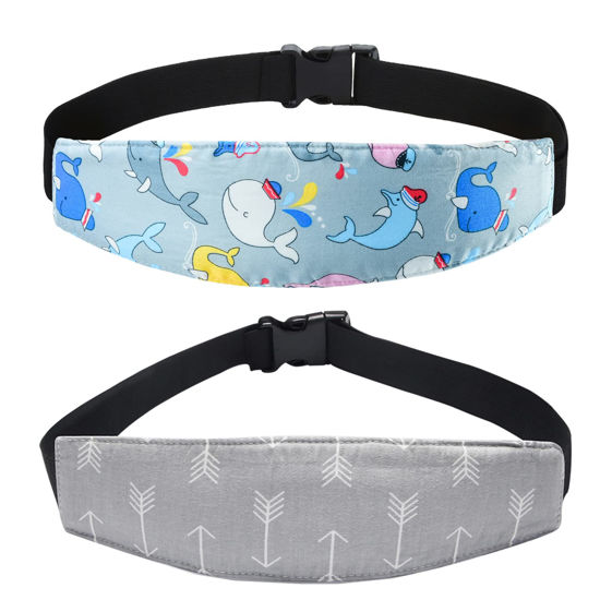 Picture of Baby Carseat Head Support,Car seat Straps Pillow Support Ban,Stroller Neck Relief Strap Headrest,Slumber Sling Sleep Positioner for Toddler Infants Child Children Kids(Blue Owl -1 Pack)