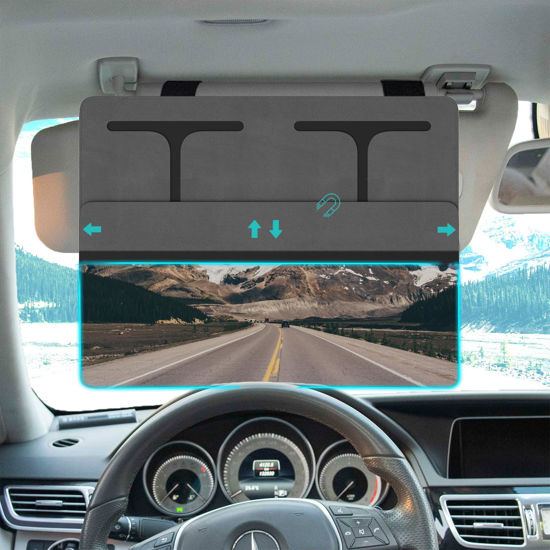 Picture of NAZZO Polarized Sun Visor Extender for Car, Car Visor Extender Attachment Sun Blocker, Anti-Glare Removable PC Lens to Expand Sunshade for Safe Driving, Grey