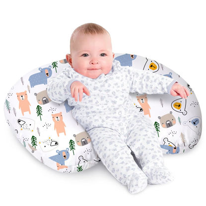 Picture of Little Grape Land Nursing Pillow for Infants, Breastfeeding Pillows, Baby Support Pillow for Nursing, Bottle Feeding, Tummy Time with Machine Washable Cover & Breathable Filling (Bear)