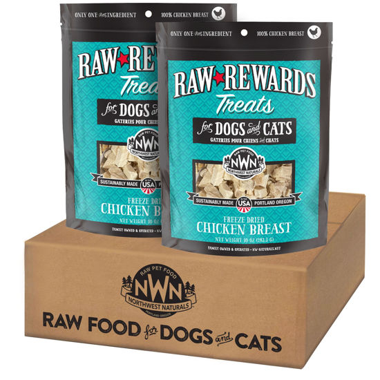 Picture of Northwest Naturals Raw Rewards Freeze-Dried Chicken Breast Treats for Dogs and Cats - Bite-Sized Pieces - Healthy, 1 Ingredient, Human Grade Pet Food, Natural - 10 Oz (Pack of 2)