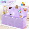 Picture of Mabahoo Extra Large Toy Box, Toy Box for Kids Boys Girls, Collapsible Sturdy Toy Storage Organizer with Mesh Pockets, 41"x14"x16" Kids Toy Chest Boxes Bins Baskets for Nursery, Playroom, Purple