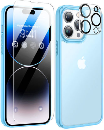 Picture of [5-in-1] Humixx Designed for iPhone 14 Pro Case, 2X Tempered Glass Screen Protector + 2X 9H Lens Protector [10FT Military Shockproof] Slim Protective Phone Case for iPhone 14 Pro 6.1 inch,Sky Blue