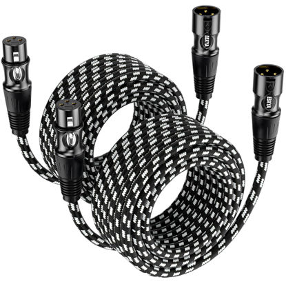 Picture of EBXYA XLR Cable 50ft 2 Packs, Braided XLR Male to Female Balanced Microphone Cable, Gold Plated 3-Pin XLR Mic Cable, XLR Speaker Cable for Mixer, Amplifiers, Record