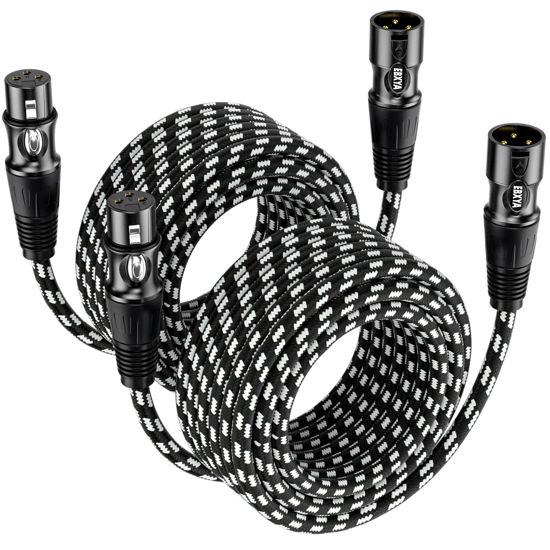 Picture of EBXYA XLR Cable 50ft 2 Packs, Braided XLR Male to Female Balanced Microphone Cable, Gold Plated 3-Pin XLR Mic Cable, XLR Speaker Cable for Mixer, Amplifiers, Record