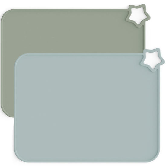 Picture of Moonkie Silicone Placemats for Baby & Kid, Stain-Proof Non-Slip Toddler Food Mats Eating Table Mat with 2 Packs