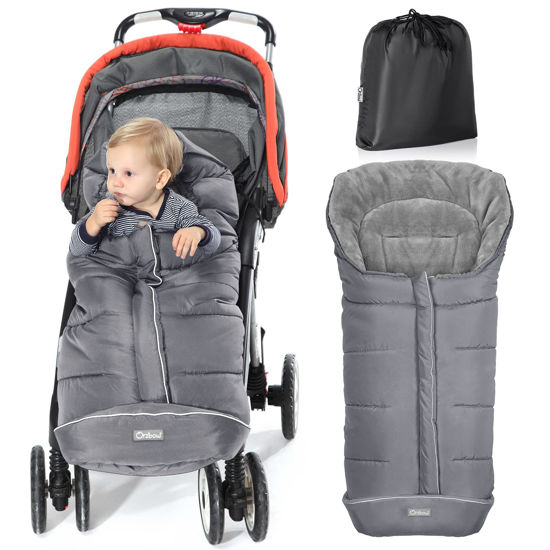 Picture of Orzbow Warm Bunting Bag Universal,Stroller Sleeping Bag Cold Weather,Waterproof Toddler Footmuff (Grey, Large)