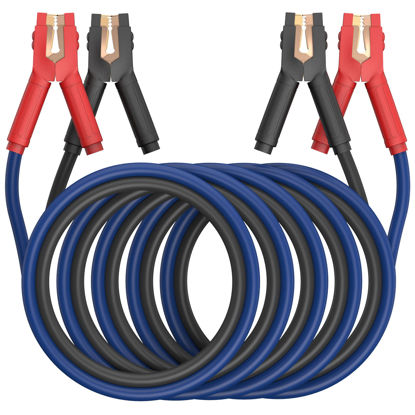 Picture of EXTRESPO Heavy Duty Jumper Cables, 0 Gauge 25 Feet 1000Amp Booster Cables, UL Listed Cables for 12V & 24V Cars, SUVs and Trucks, Jumper Cables Kit with Carry Bag, Gloves, Brushes (0 Gauge 25 Feet)…