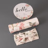 Picture of Galabloomer Newborn Receiving Blanket Headband Set Flower Print Baby Swaddle Blankets (Vintage)