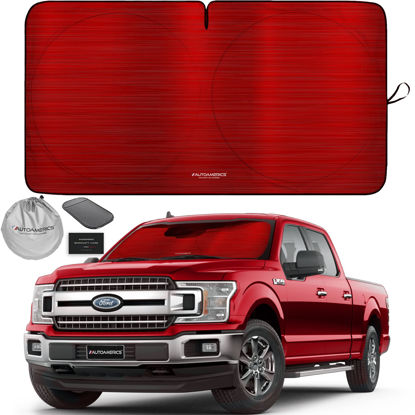 Picture of Autoamerics 1-Piece Windshield Sun Shade - Metallic Red Foldable Car Front Window Sunshade for Most Cars SUV Truck - Heat Blocker Visor Protector Blocks Max UV Rays and Keeps Your Vehicle Cool X-Large