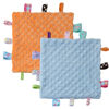 Picture of CREVENT Tag Security Blankets for Babies, Soft Small Taggie for Boys Girls, Baby Comforter Sensory Blanket, Great Gifts for Birthday Baby Shower 10"X10" (Blue+Orange+Grey+Ivory)