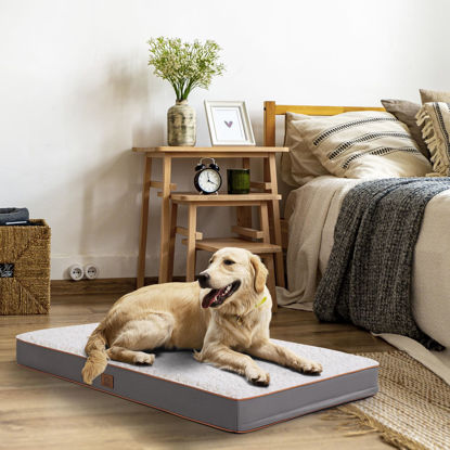 Picture of Sunheir Orthopedic Dog Bed for Large Dogs and Extra Large Dogs, XL Dog Bed with Removable Waterproof Cover and Machine Washable, Pet Bed Mat Egg-Crate Foam, L-Plus(36"X27"X3"), Light Grey