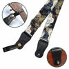Picture of Nefelibata Japanese Cotton Guitar Strap for Acoustic Guitar, Ukulele, Free Headstock Strap Adapter with Buckle, Guitar Picks and Strap Lock(Chrysanthemum)
