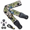 Picture of Nefelibata Japanese Cotton Guitar Strap for Acoustic Guitar, Ukulele, Free Headstock Strap Adapter with Buckle, Guitar Picks and Strap Lock(Dragon Pattern)
