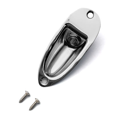 Picture of SAPHUE Guitar Input Jack Socket Plate Output Loaded Boat Style 1/4 Inch with Screws for Fender Stratocaster Strat St Mono Electric Guitar for Electric Guitar Replacement Parts（Chrome）