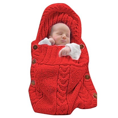 Picture of XMWEALTHY Newborn Baby Wrap Swaddle Blanket Knit Sleeping Bag Sleep Sack Stroller Wrap for Baby(Red) (0-6 Month)