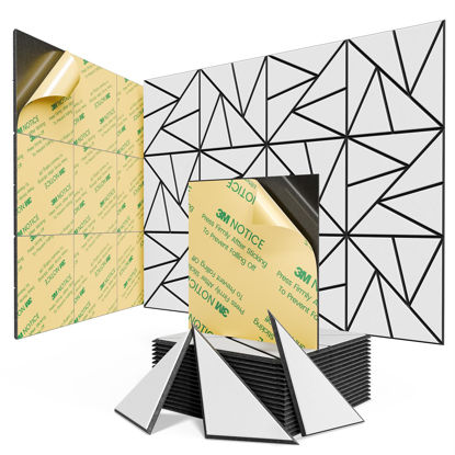 Picture of 18 pack Acoustic Panels With Self-Adhesive, 12"X 12"X 0.4"Sound Proof Foam Panels, Sound Panels High Density, Soundproof Wall Panels for Home Studio Office- BlackBase + WhiteFace