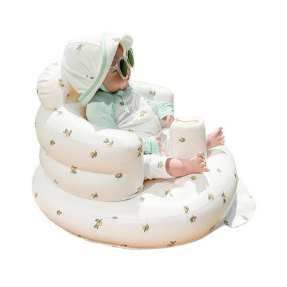 Picture of Inflatable Baby Chair, AirSwim Baby Inflatable Seat for Babies 3 Months and Up Summer Inflatable Baby Seat for Sitting Up, Blow Up Baby Floor Seat with Built in Air Pump, Orange