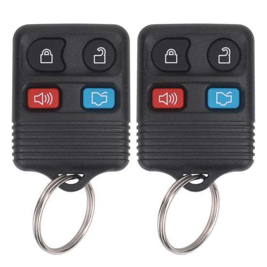 Picture of Vurkcy Keyless Entry Remote Key Fob Compatible with Ford Escape Explorer Expedition Focus Fusion Mustang Taurus, Lincoln, Mercury, Mazda, Replacement for CWTWB1U345, 4 Button (Pack of 2)
