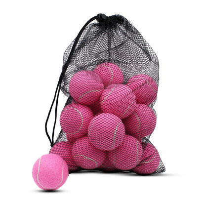 Picture of ZHUOKECE Tennis Balls, 18 Pack Training Tennis Balls Practice Balls with Mesh Bag for Easy Transport, Pet Dog Playing Balls, fit for Beginner Training Ball (Pink)