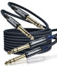 Picture of AkoaDa 1/4 Inch TRS Instrument Cable (10ft 2Pack),Akoad 6.35mm Male Jack Stereo Audio Interconnect Cord,for Bass,Keyboard,Mixer,Amplifier,Amp,Black