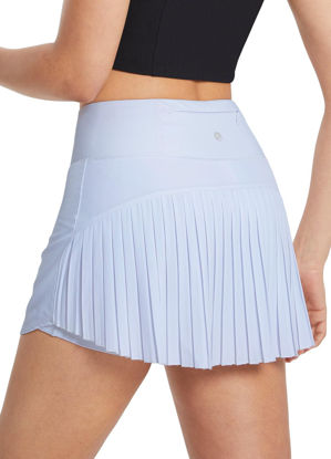 Picture of BALEAF Pleated Tennis Skirt Skorts Skirts for Woman High Waisted Lightweight Athletic Golf Workout with Shorts Pockets Snow Blue Small