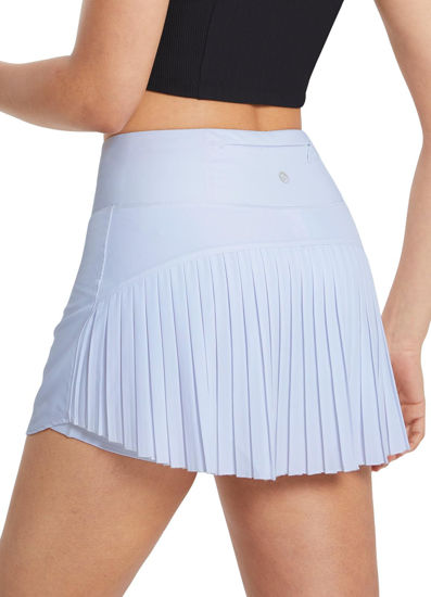 Picture of BALEAF Pleated Tennis Skirt Skorts Skirts for Woman High Waisted Lightweight Athletic Golf Workout with Shorts Pockets Snow Blue Small