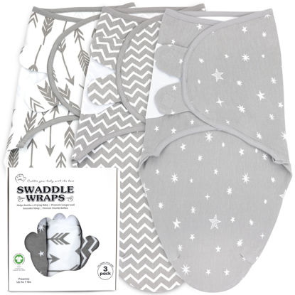 Picture of Bublo Baby Organic Preemie Swaddle Sack, 3-Pack Premature Babies Swaddle Sleep Sack, Premature Infant Sleeping Sack, Easy Adjustable Baby Swaddle Blanket Wrap for Boy Girl 4-7 lbs (Galaxy)