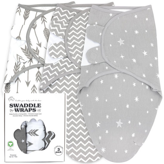 Picture of Bublo Baby Organic Preemie Swaddle Sack, 3-Pack Premature Babies Swaddle Sleep Sack, Premature Infant Sleeping Sack, Easy Adjustable Baby Swaddle Blanket Wrap for Boy Girl 4-7 lbs (Galaxy)