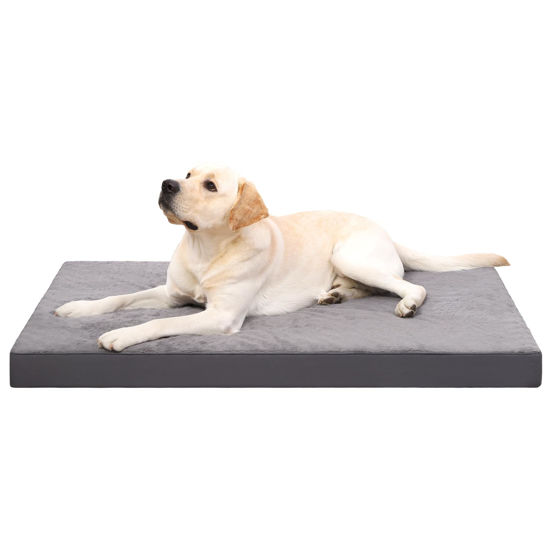 Picture of KSIIA Orthopedic Dog Bed Dog Crate Bed Waterproof Dog beds for Extra Large Dogs Deluxe Plush Washable Dog Bed with Egg Crate Foam & Removable Cover, 47 x 29 Inch, Dark Gray