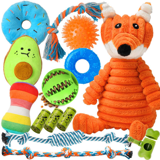 Picture of Zeaxuie 14 Pack Puppy Toys for Teething Small Dogs, Puppy Chew Toys with Cute Squeaky Dog Toys, Ball and More Rope Dog Chew Toys
