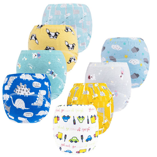 Picture of Potty Training Pants for Boys Girls, Learning Designs Training Underwear Pants (8 Packs, 3-5T, White)