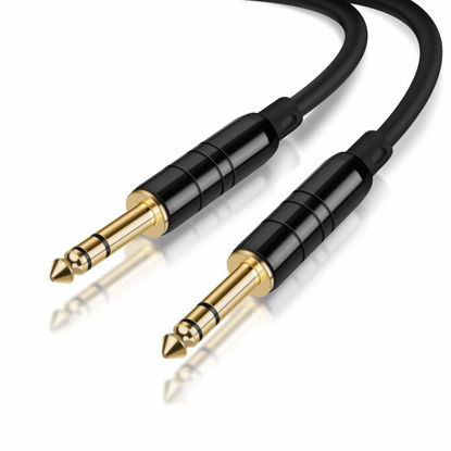 Picture of CableCreation 1/4’’ TRS Cable, [2-Pack 50FT] 1/4 Inch to 1/4 Inch 6.35mm Balanced Stereo Audio Cable for Studio Monitors,Mixer,Yamaha Speaker/Receiver,Black