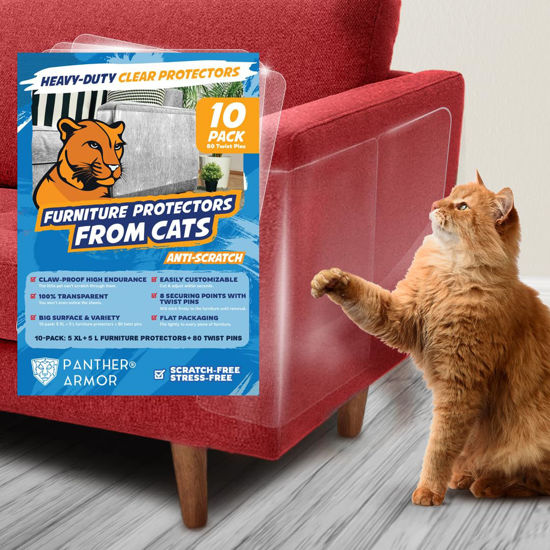 Picture of Panther Armor 10-Pack Furniture Protectors from Cats - XXL Couch Protector for Cats - Anti Cat Scratch Furniture Protectors Guards - Sofa Corner Scratching Training Tape