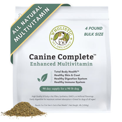 Picture of Wholistic Pet Organics Canine Complete Multivitamin for Dogs - 4 Lb - Nutrient-Rich Dog Food Supplements & Vitamins - Dog Supplement Powder for Immune System, Skin, Coat & Overall Health