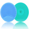 Picture of Baby Bath Brush, Baby Cradle Cap Brush, Silicone Massage Brush, Silicone Scrubbers Exfoliator Brush, Baby Skin Scrubbers for Dry Skin, Cradle Cap and Eczema (Large-Blue & Green)