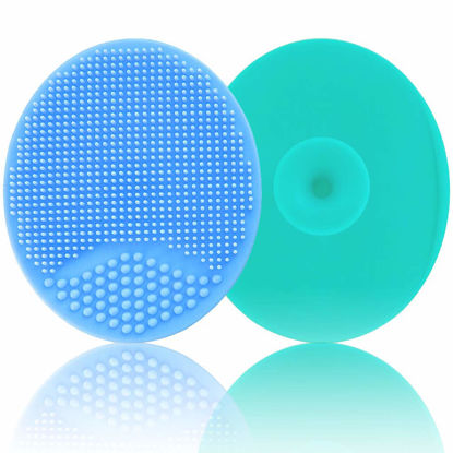 Picture of Baby Bath Brush, Baby Cradle Cap Brush, Silicone Massage Brush, Silicone Scrubbers Exfoliator Brush, Baby Skin Scrubbers for Dry Skin, Cradle Cap and Eczema (Large-Blue & Green)